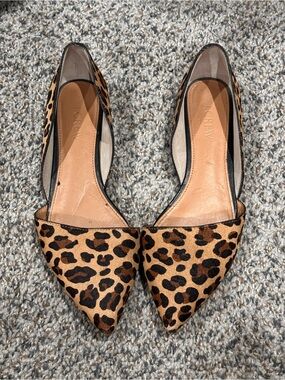 J. Crew Leopard Print Pointed D'Orsay Flats - Tan & Black